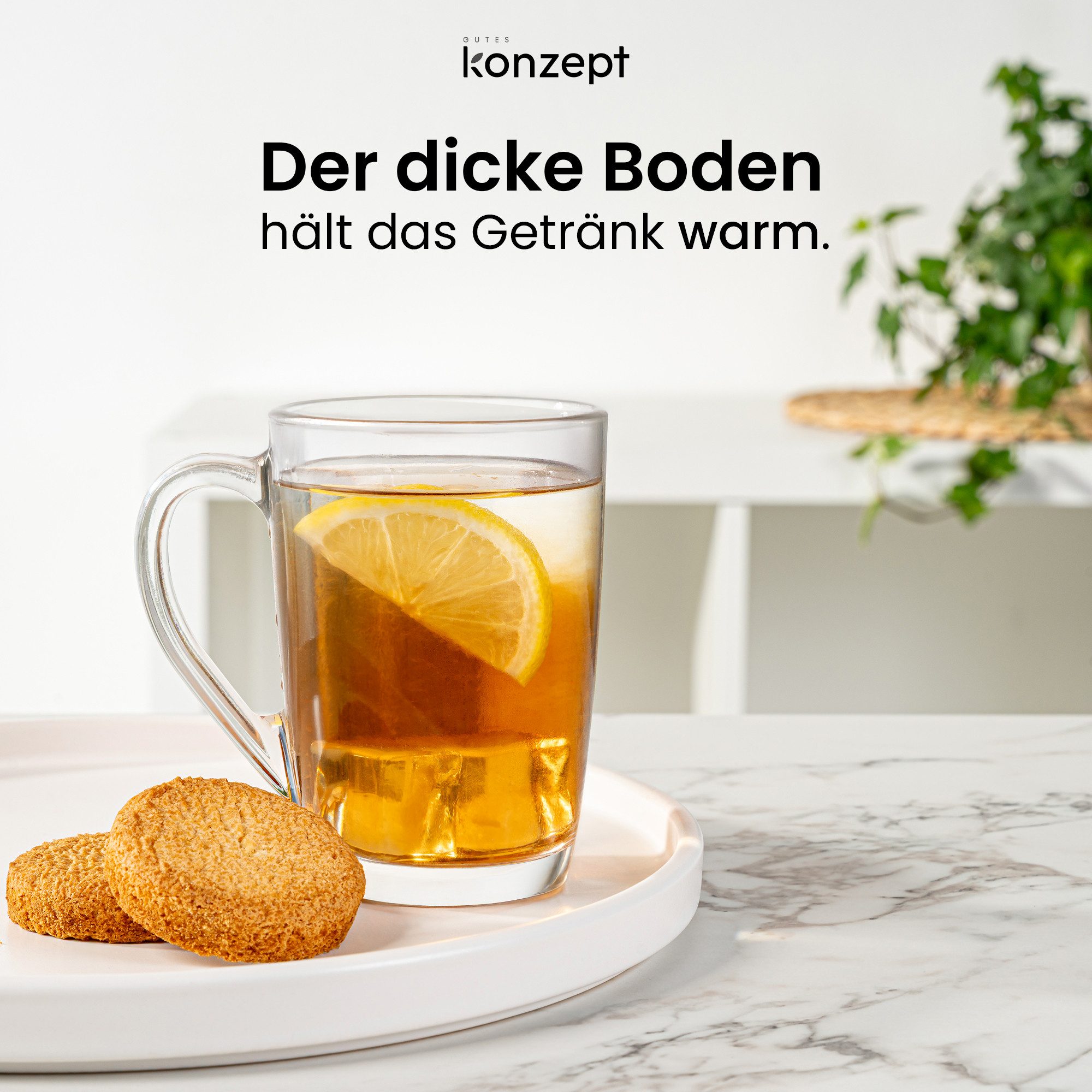 KONZEPT Espressoglas Set 6er – 300 ml Kaffeegläser Praktische Tassen für Kaffee und Tee, 6-tlg., Spülmaschinengeeignet, die zu allen gängigen Kaffeema