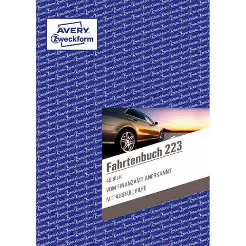 Avery Zweckform Formularblock Fahrtenbuch 223 - 40 Blatt mit Ausfüllhilfe - vom Finanzamt anerkannt