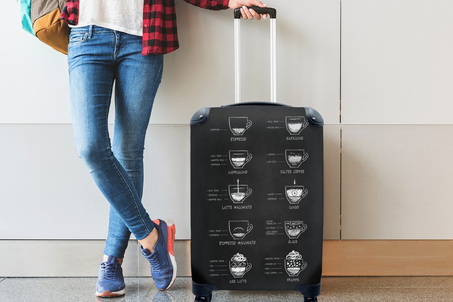 Trolley, Reisetasche Handgepäck - Milch, rollen, - MuchoWow 4 Ferien, mit Handgepäckkoffer für Reisekoffer Rollen, Kaffee Küche