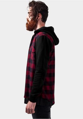 URBAN CLASSICS Shirtjacke Herren Hooded Checked Flanell Sweat Sleeve Shirt (1-tlg)