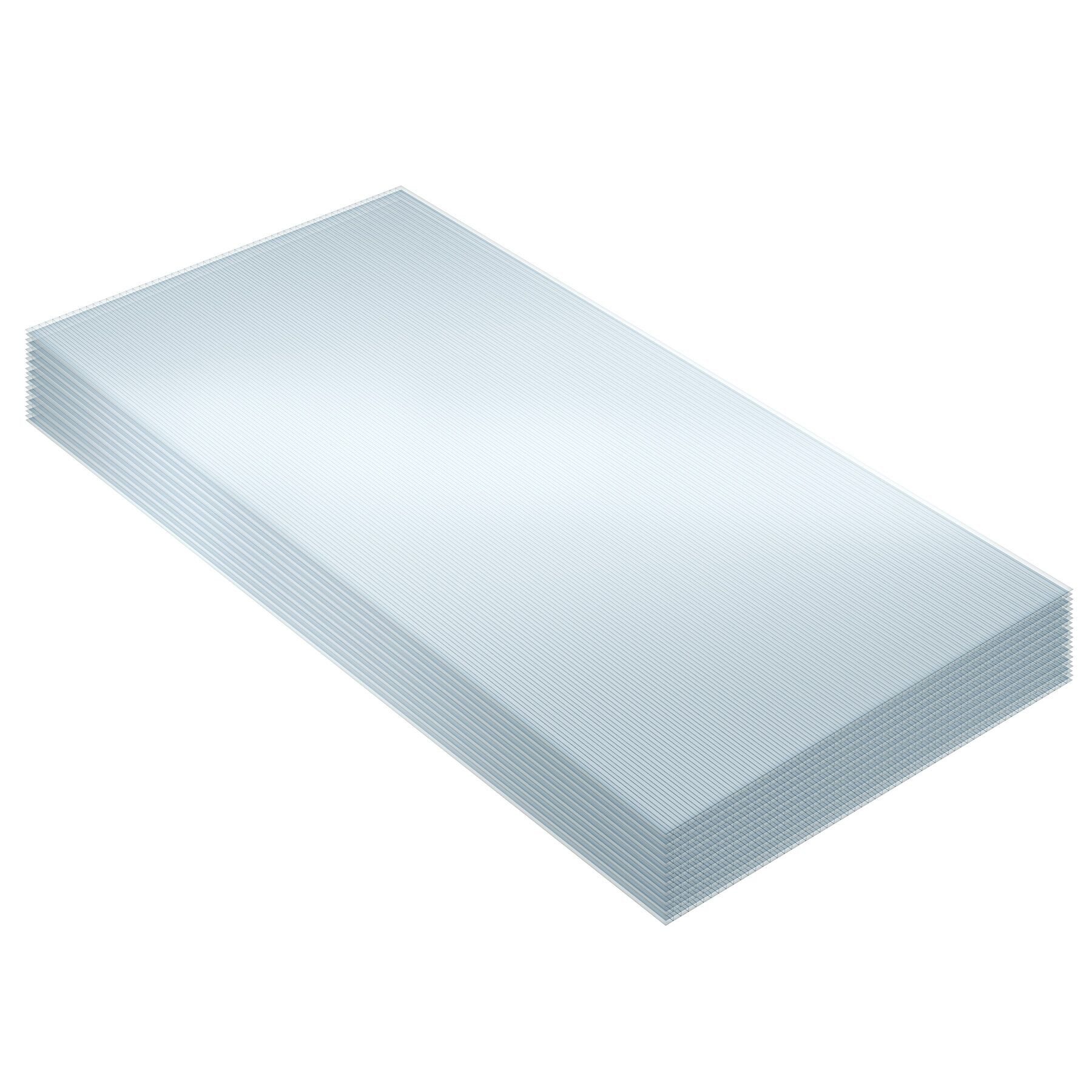 tectake Doppelstegplatte Hohlkammerplatten, UV-beständig, 121 x 60,5 x 0,4 cm je Platte, 0,4 mm, (Polycarbonat Stegplatten Shiny, 10-St., 7,32 m² Gesamtfläche), lichtdurchlässig, wärmedämmend, temperaturresistent, robust