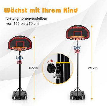 KOMFOTTEU Basketballkorb Basketballständer, höhenverstellbar 155-210 cm