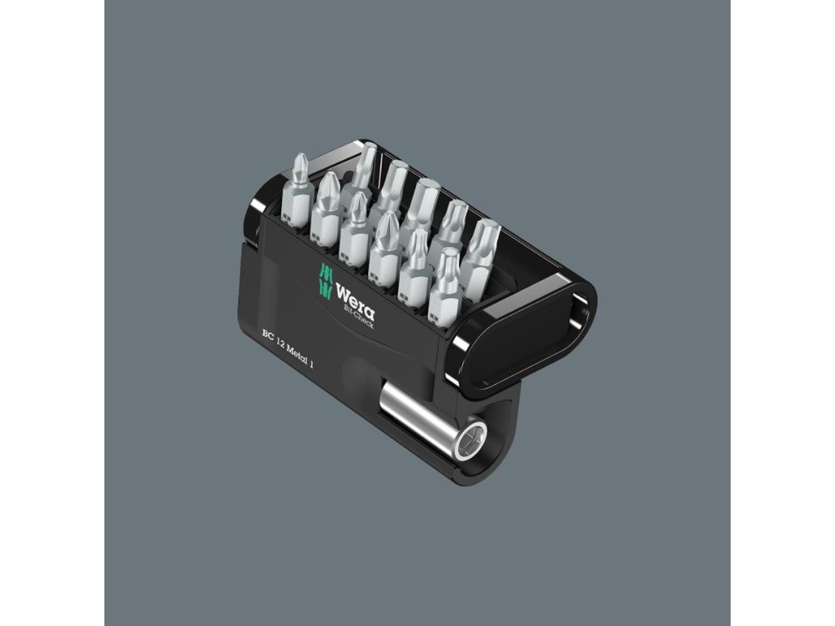 Wera Bit-Set Bit-Check 12 Metal 1, Set, Universalhalter, 12-tlg, inkl. Universalhalter mit Edelstahlhülse