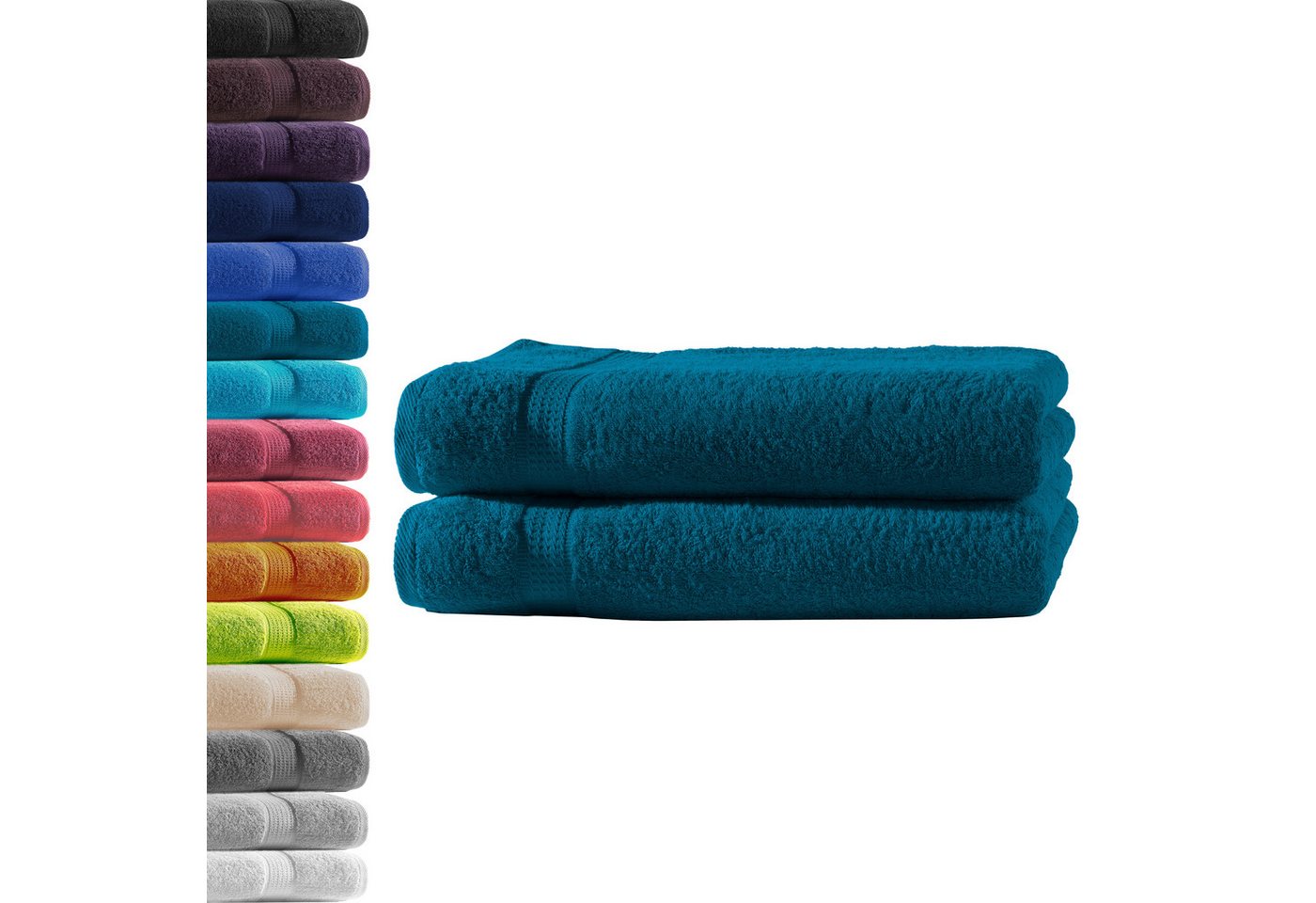 Hometex Premium Textiles Handtuch in Premium Qualität 500 g/m², Feinster Frottier-Stoff 100% Baumwolle, 2x Duschtuch, weich, saugfähig, extra schwer & flauschig