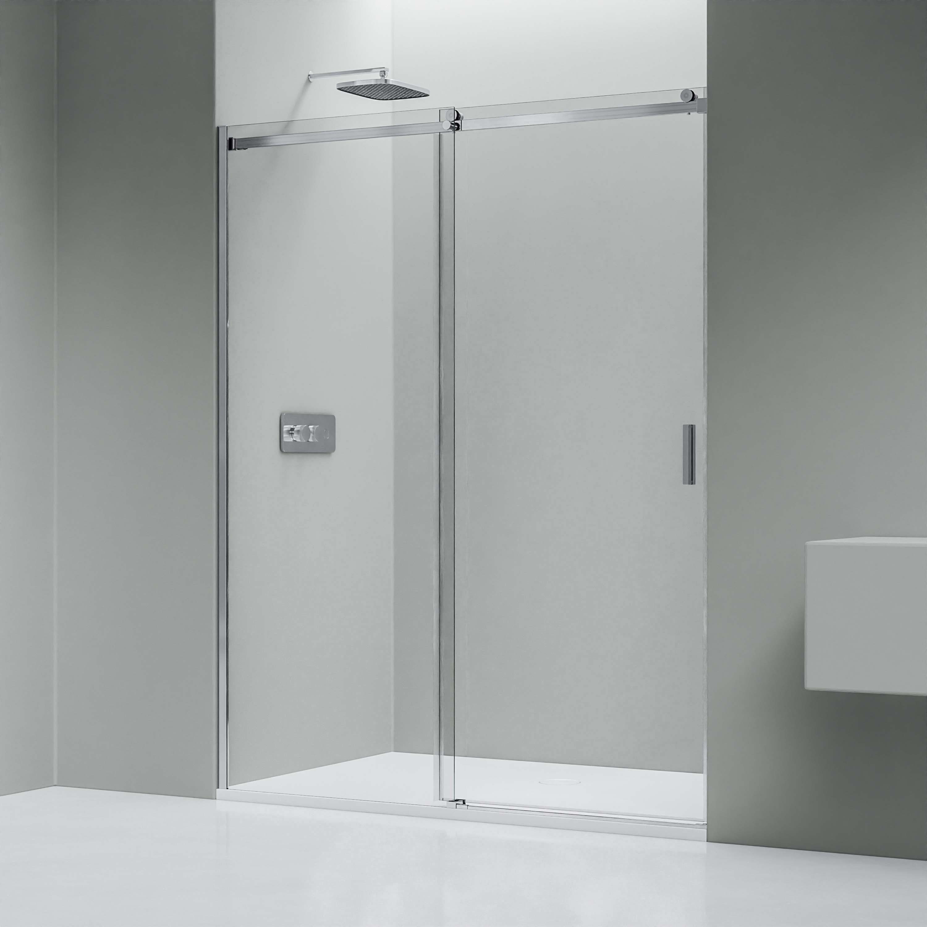 Bernstein Duschwand NT806 FLEX 100 cm 6mm Chrom, ESG Sicherheitsglas 6mm, Nischendusche Schiebetür 100cm Chrom 6mm Nano Klarglas