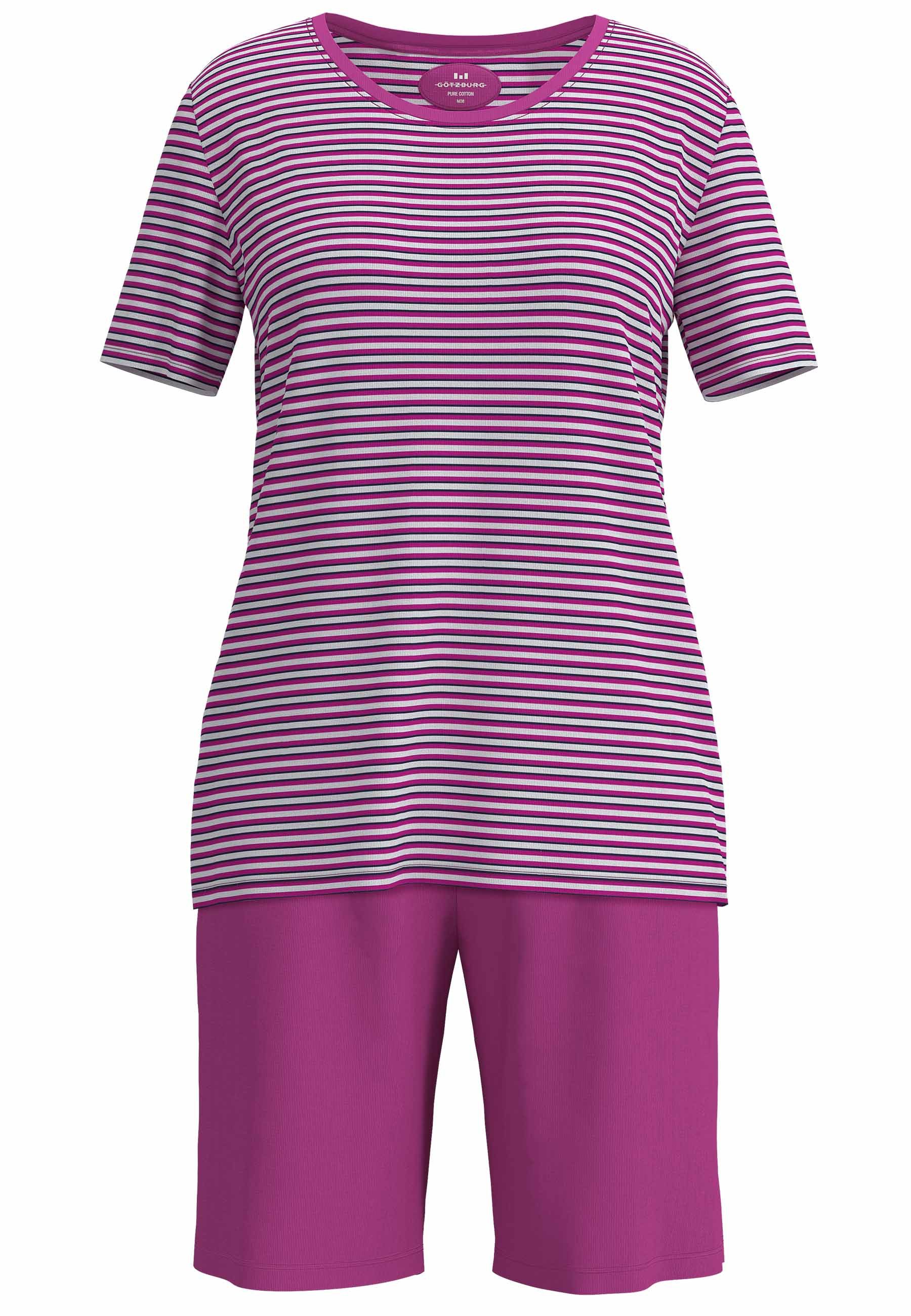 GÖTZBURG Shorty atmungsaktiv, gestreift, Kurzarm, Rundhalsausschnitt, Baumwolle