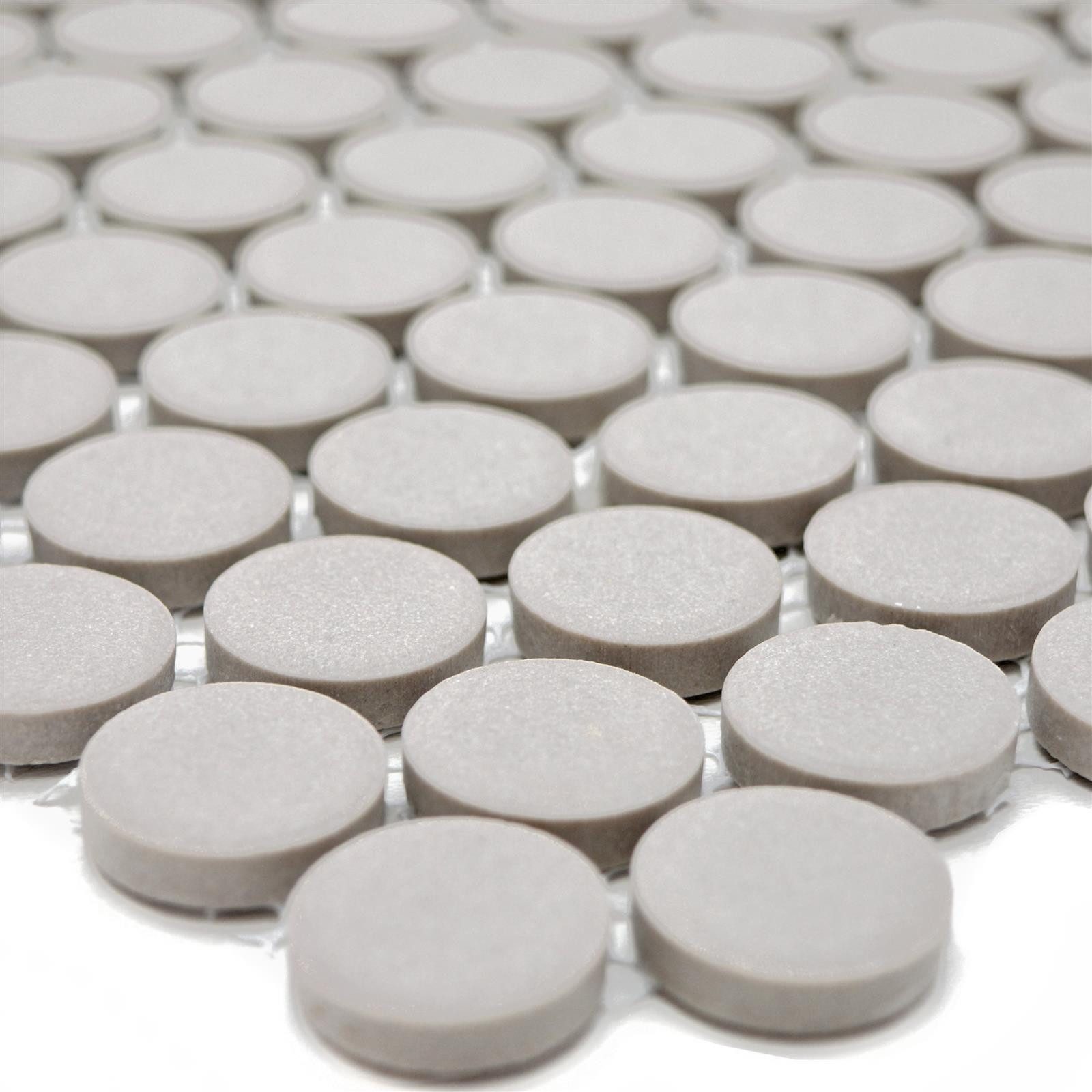 Mosafil Mosaikfliesen Keramik Mosaikfliesen Knopf Radoslov Unglasiert, Keramik 31.500x29.400, hellgrau, Verlegefertig auf ein Netz geklebt - Frostsicher - Wasserfest