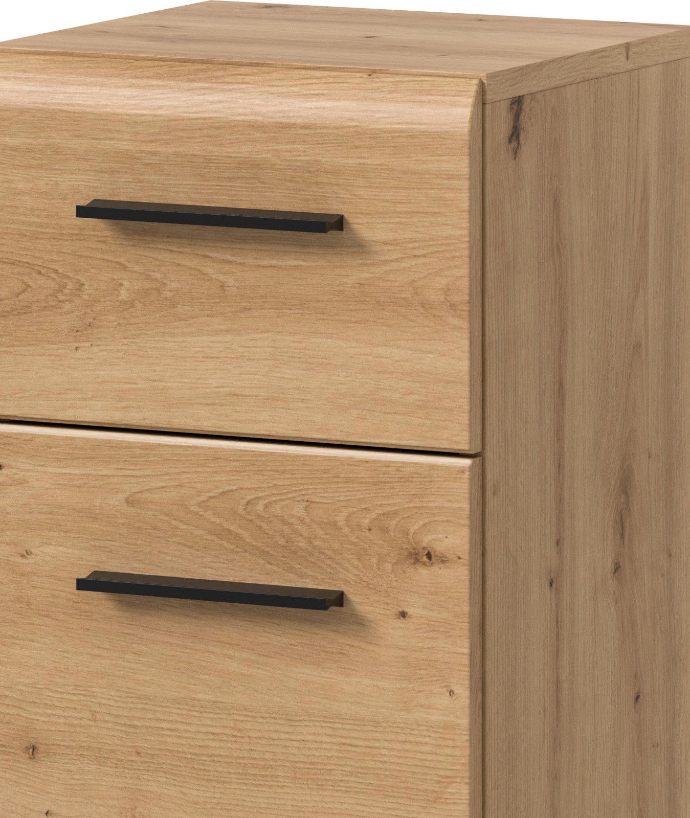 Inn.Furn Badkommode Cover (Badschrank in Eiche Artisan, Tür und Schubkasten, 30 x 80 cm), mit Vollauszug – Bild 4 von 5