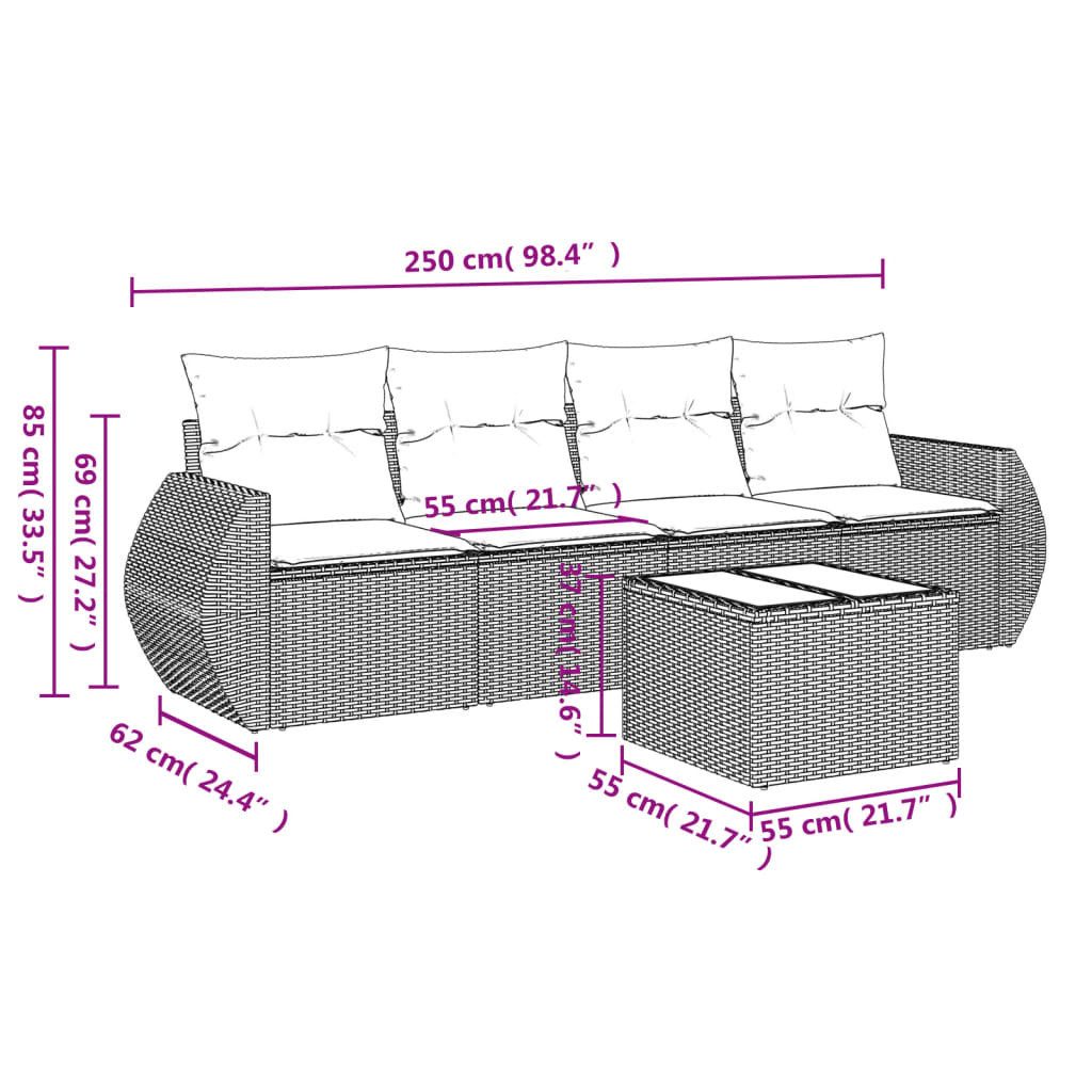 vidaXL Gartenlounge-Set 5-tlg. Garten-Sofagarnitur mit Kissen günstig online kaufen