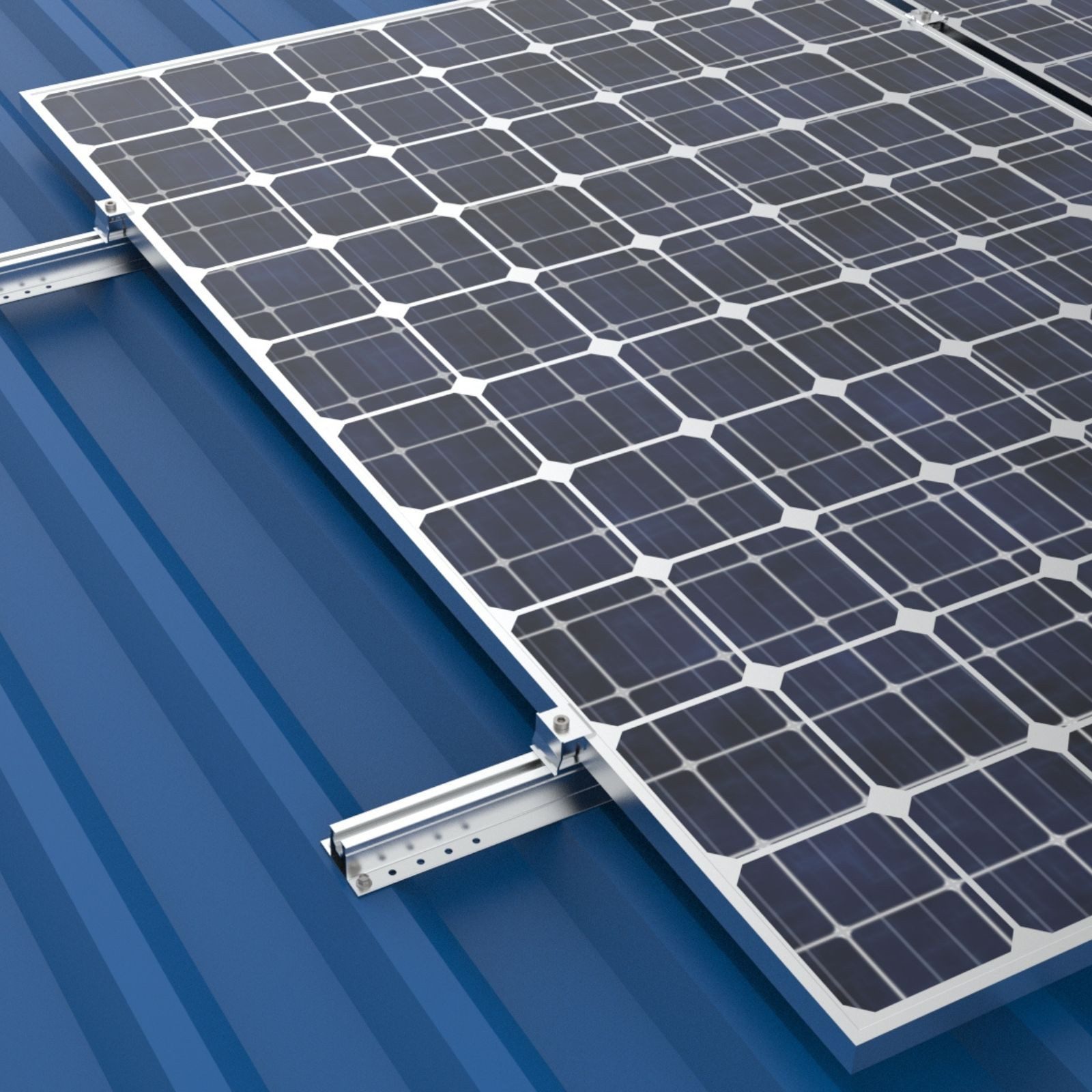 Solarmodul-Halterung Montagesystem für Trapezblech 4 Solarmodule 1-reihige Verlegung