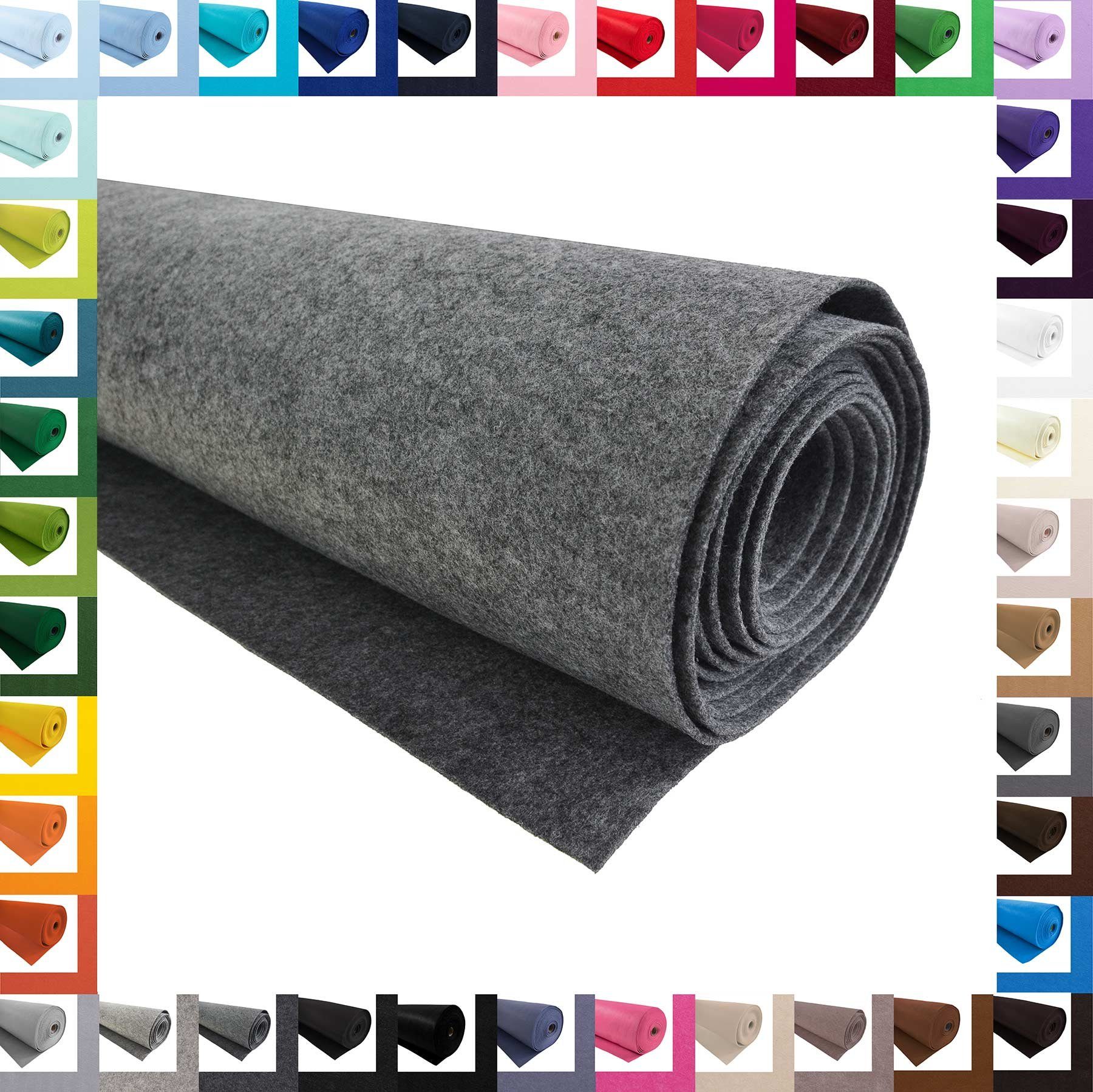 maDDma Stoff Bastelfilz Meterware Filz 100x90cmx3mm Dekofilz Filzstoff, dunkelgrau meliert