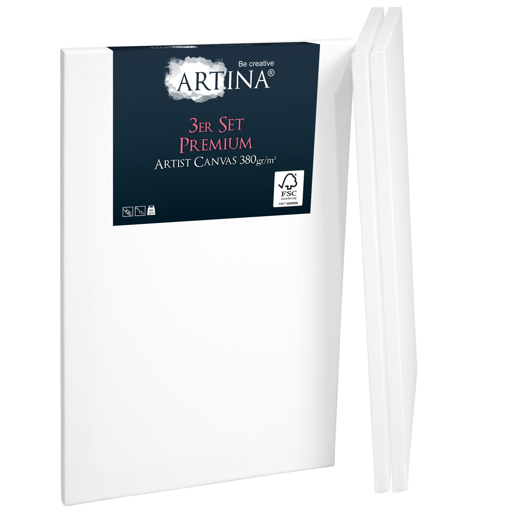 Artina Leinwand Premium, Keilrahmen 3er Set 30x40cm