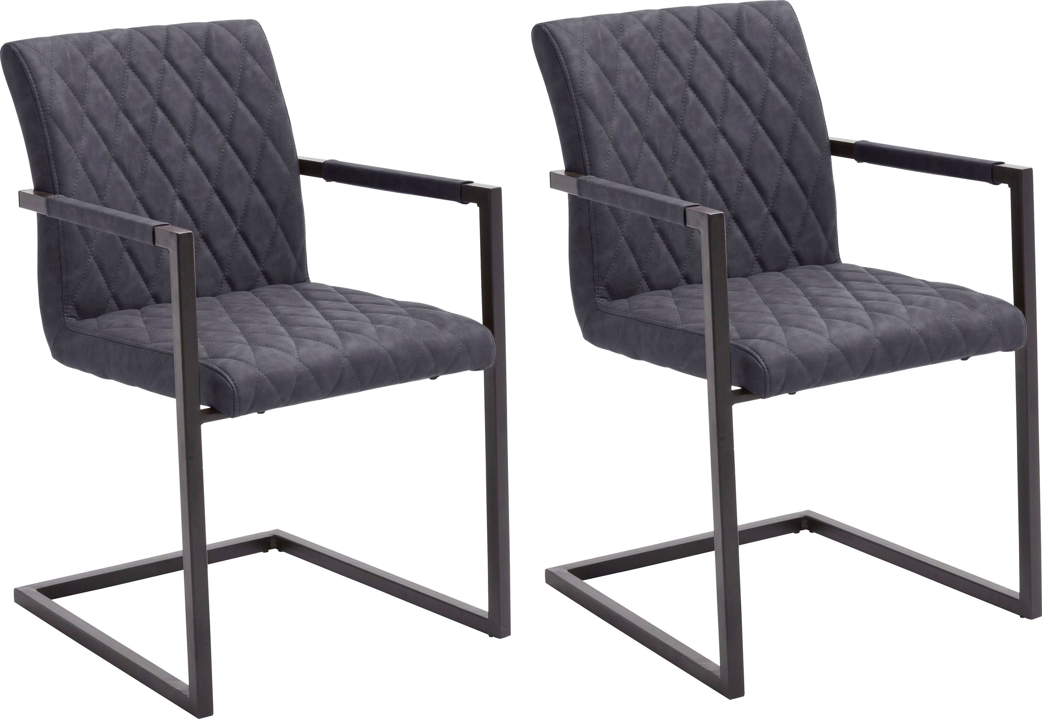 MCA furniture Freischwinger Kian kg bis 120 Kunstleder Grau 2 St), | mit ohne (Set, Stuhl Vintage belastbar grau Armlehne, oder