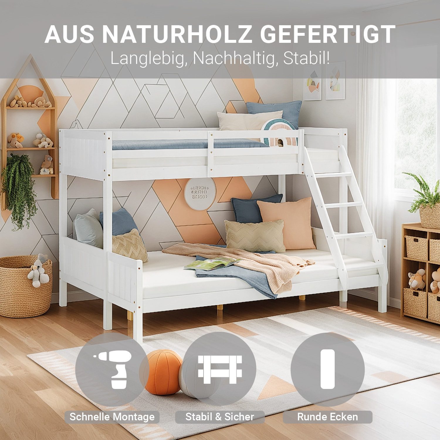 Homestyle4u Etagenbett 90x200 und 140x200 Kinderbett Holz 2 Kinder Massiv m günstig online kaufen