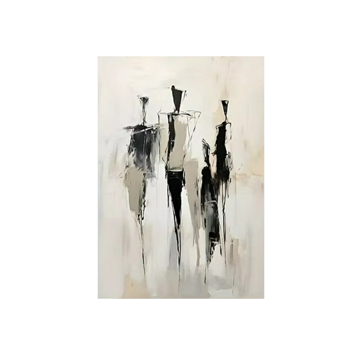 TPFLiving Kunstdruck (OHNE RAHMEN) Poster - Leinwand - Wandbild, Modernes abstraktes Leinwandgemälde im skandinavischen Line Art-Stil (Leinwandbild XXL), Farben: Schwarz, Weiß, Grau, Braun, Gelb - Größe: 40x60cm