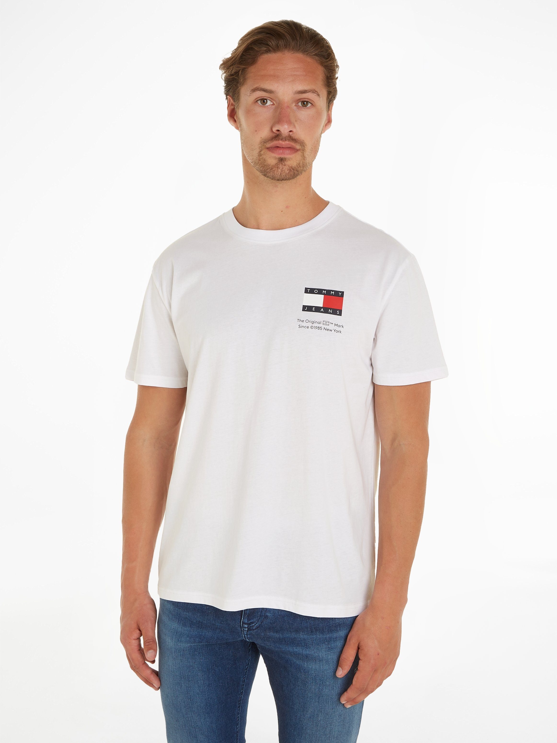 Logodruck 2PACK TEE FLAG Brust S/S Tommy T-Shirt mit DNA 2er) Jeans der (Packung, SLIM großem TJM White/Black auf
