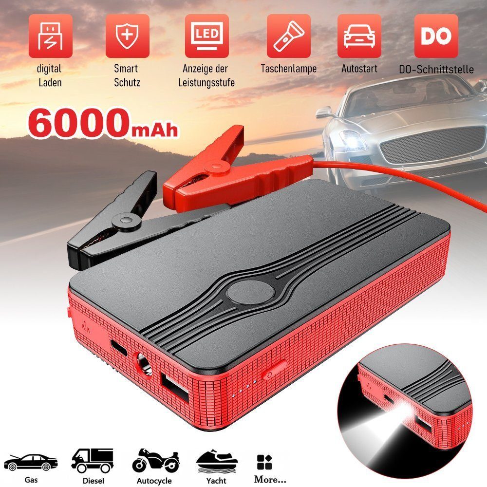 MDHAND 6000mAh Auto-Notstart-Stromversorgung Autobatterie-Ladegerät  (1-tlg., Anzeige des Batteriestands)