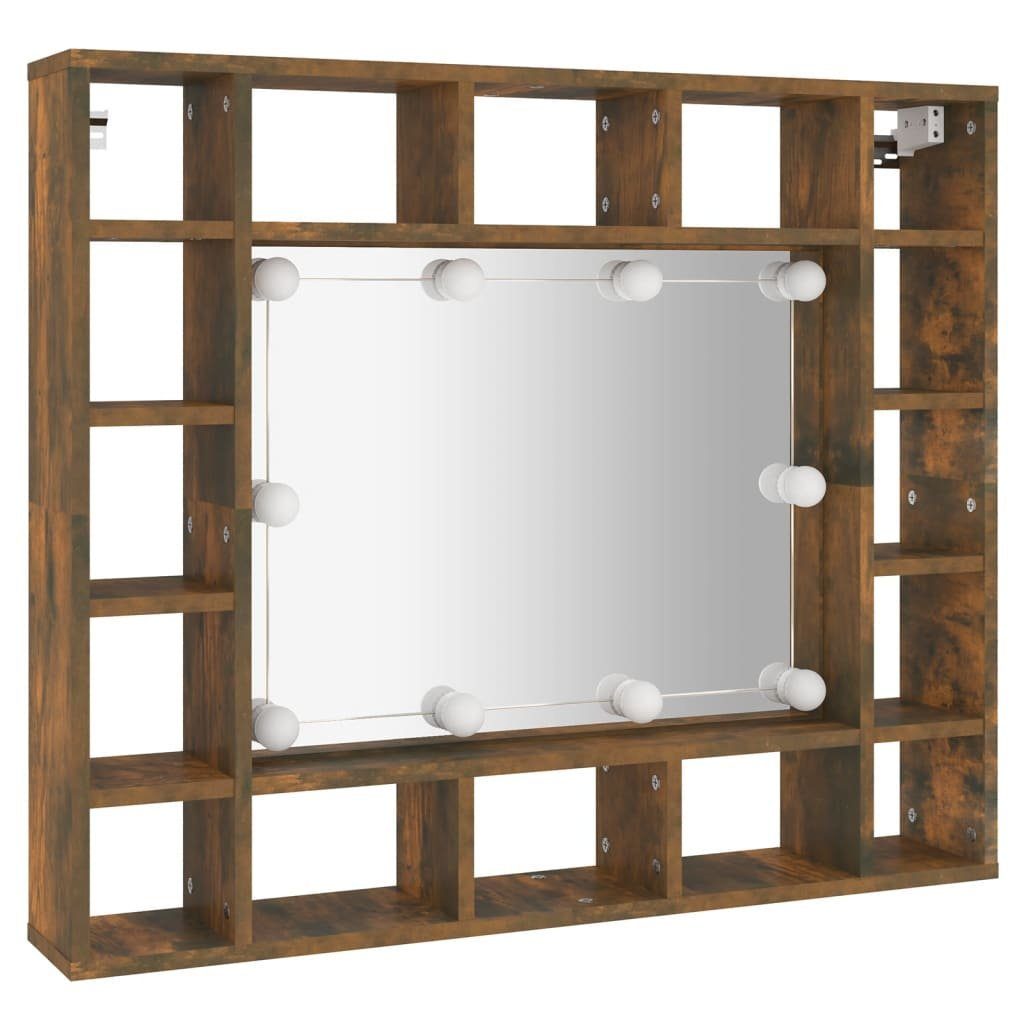 Räuchereiche Spiegelschrank Badezimmerspiegelschrank 91x15x76,5 vidaXL mit cm (1-St) LED