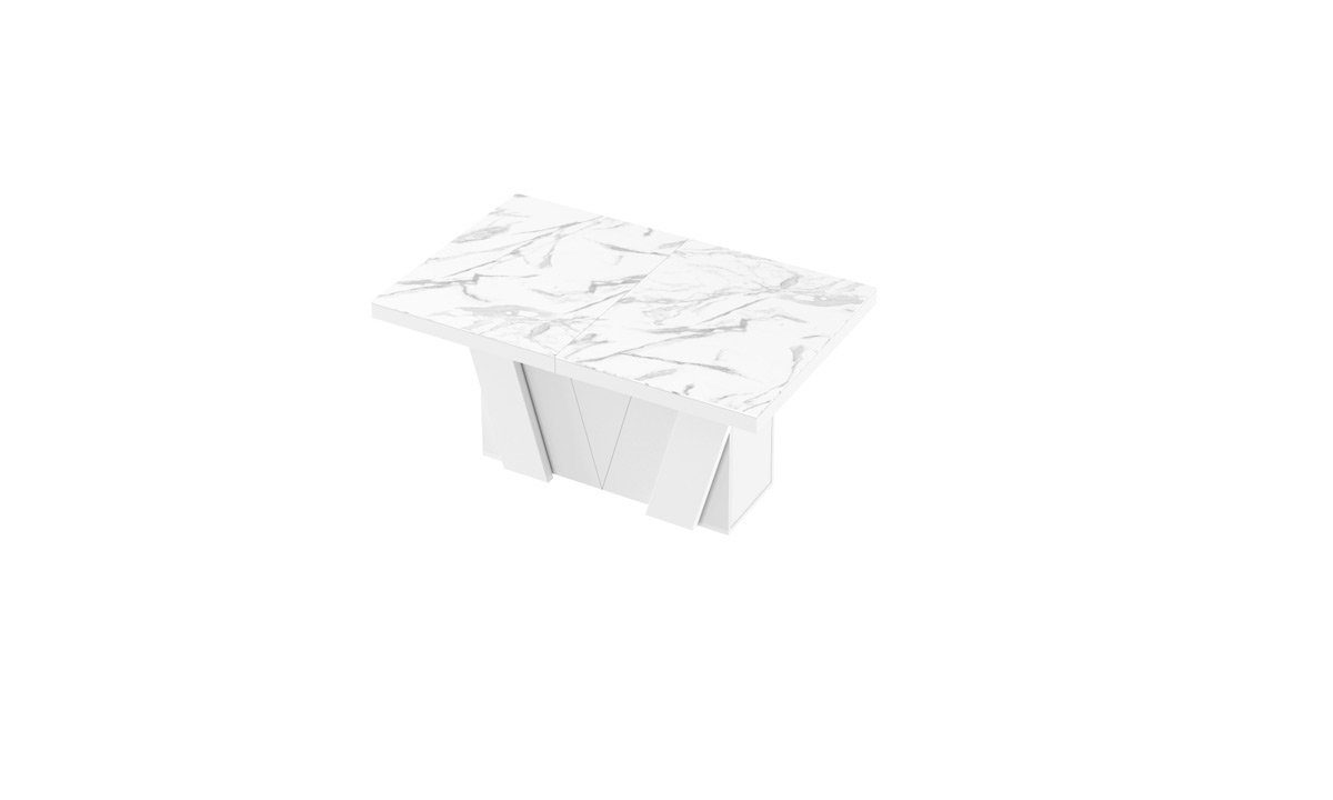 designimpex Esstisch Design XXL Natur Weiß - HEG-111 Tisch Hochglanz ausziehbar Hochglanz 160-412cm Konferenztisch Hochglanz Marmor