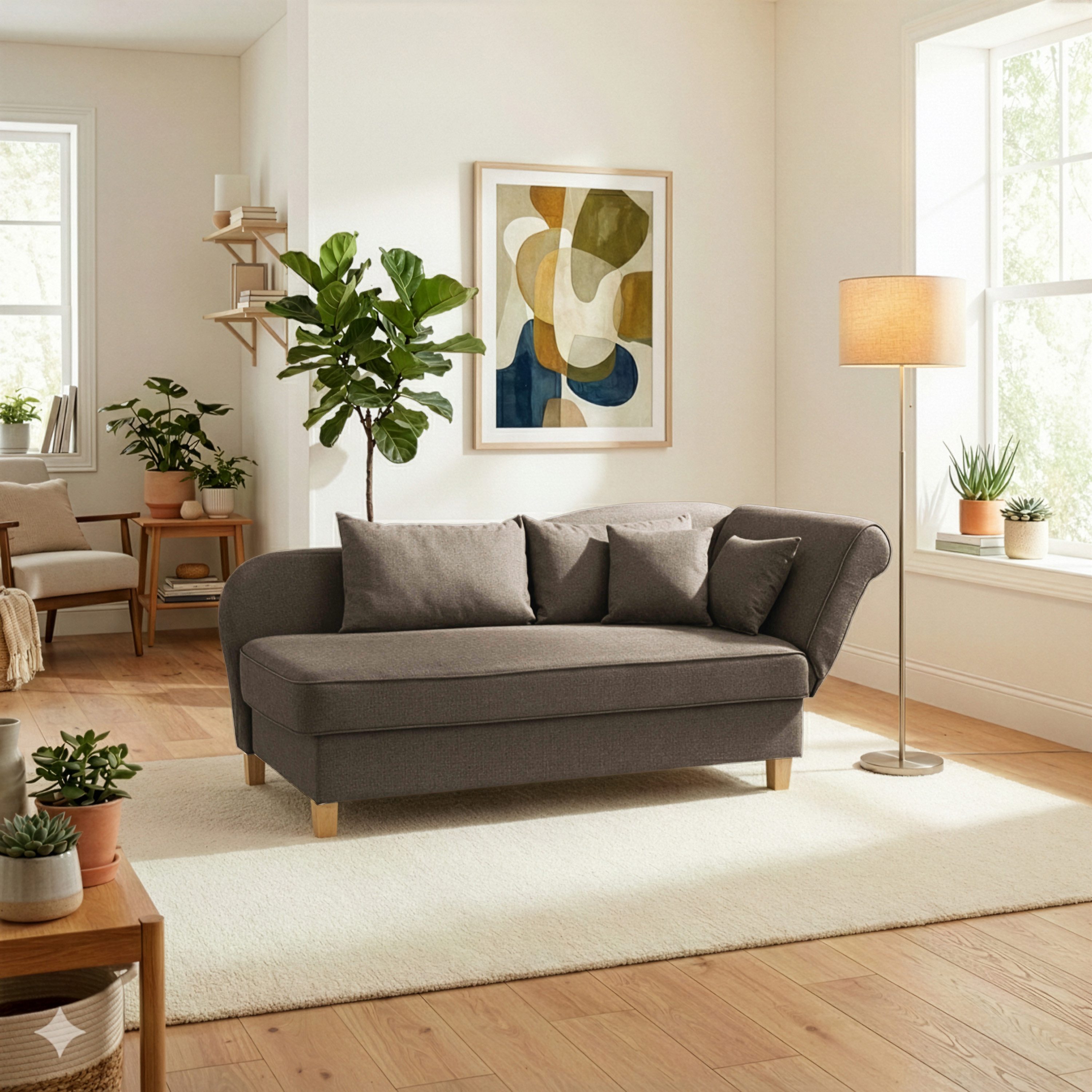 Max Winzer® Recamiere Selma, klappbares Armteil rechts, Federkern, Bettkasten, Bettfunktion