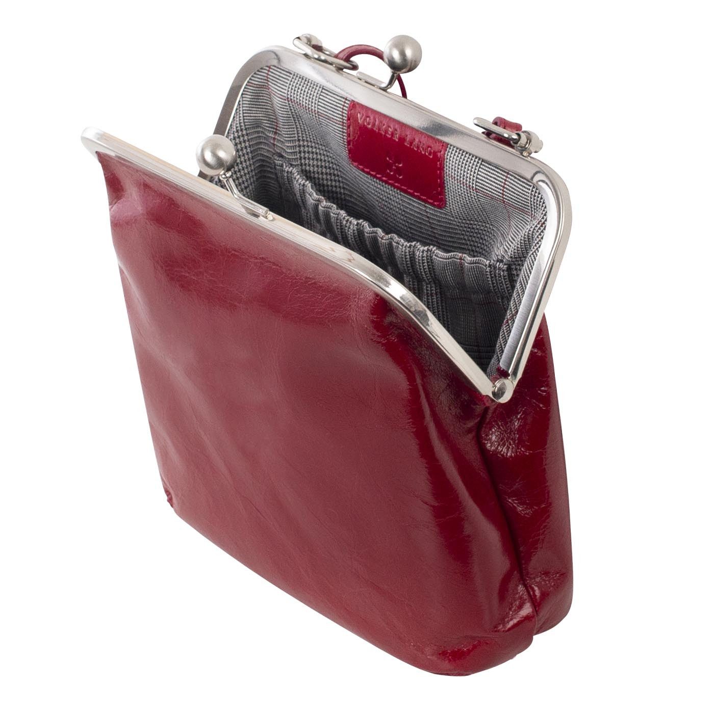 VOLKER LANG Schultertasche IDA  Elegante Damen Bügeltasche aus italienischem Leder