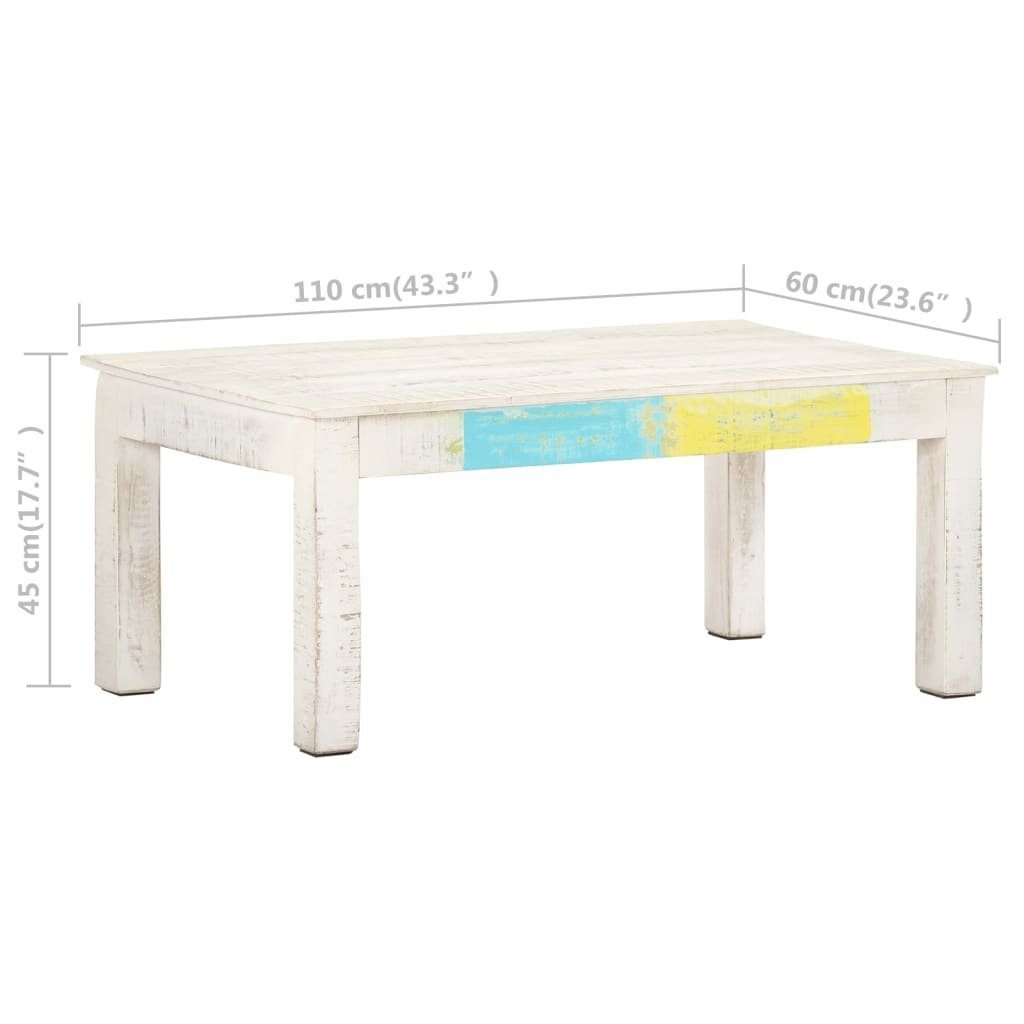 Couchtisch Mango Massivholz 110x60x45 cm vidaXL Weiß Couchtisch