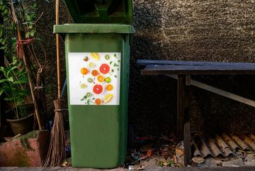 MuchoWow Wandsticker Zitrusfrüchte - Regenbogen - Obst - Sommer - Gesund (1 St), Mülleimer-aufkleber, Mülltonne, Sticker, Container, Abfalbehälter