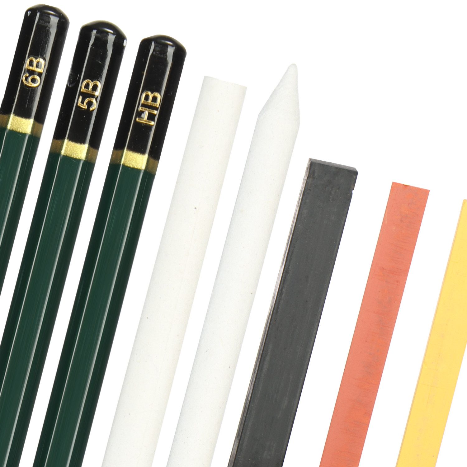 com-four Malstift Tolles Zeichenset für Kinder und Einsteiger, (12-tlg), Bleistiften, Kreide, Kohle, Radiergummi, Anspitzer, Etu – Bild 4 von 5