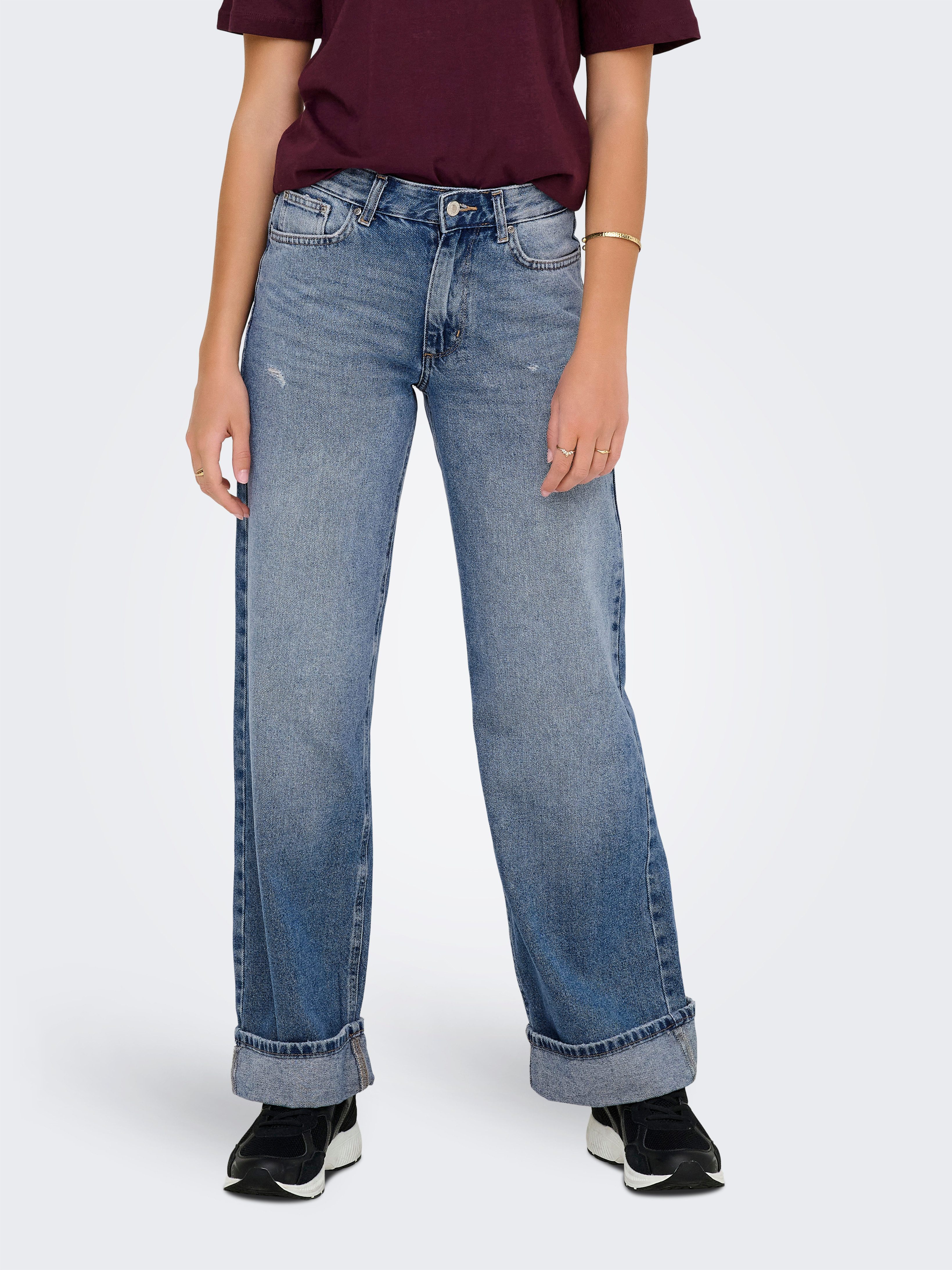 Weite Jeans ONLELLA MW WIDE FOLD UP DNM TAI519 NOOS
