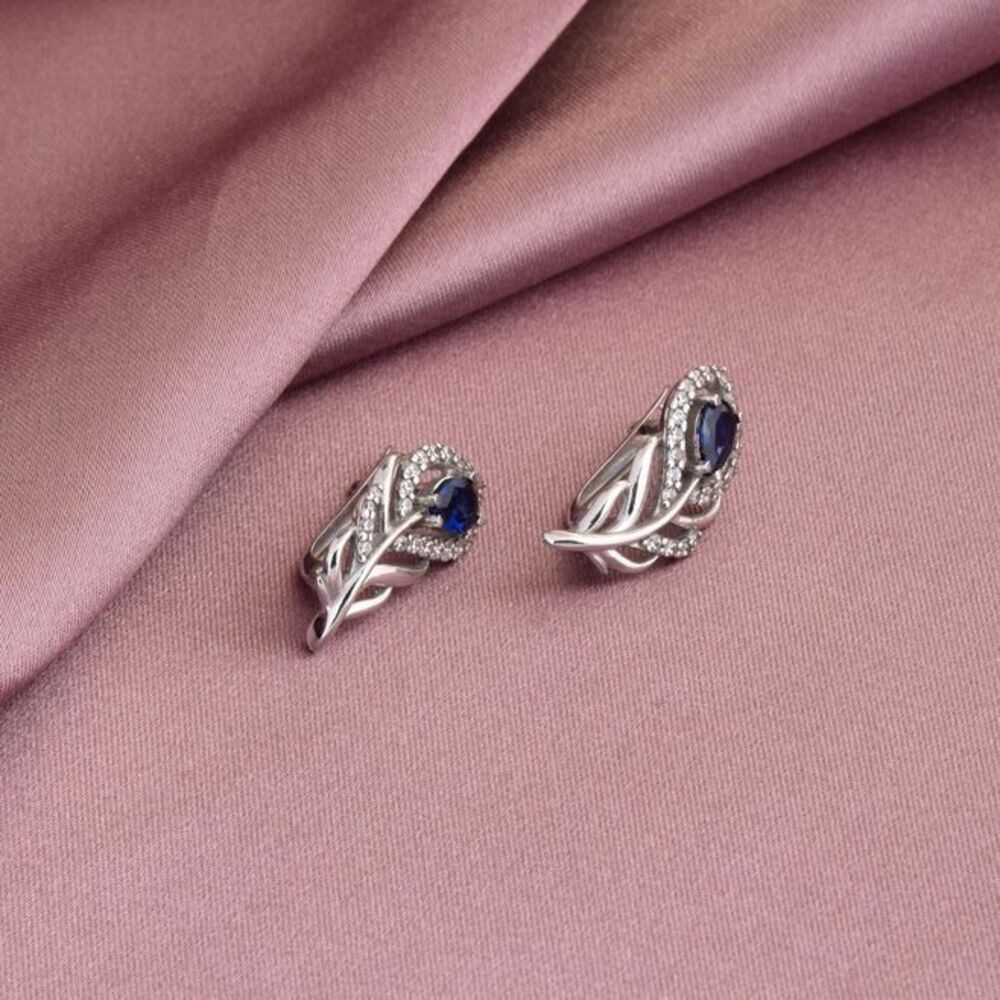 Secretforyou Creolen-Set Ohrringe Kreolen 925 Silber Saphir Zirkonia Steine Echtschmuck, 925 Sterling Silber – Bild 5 von 5