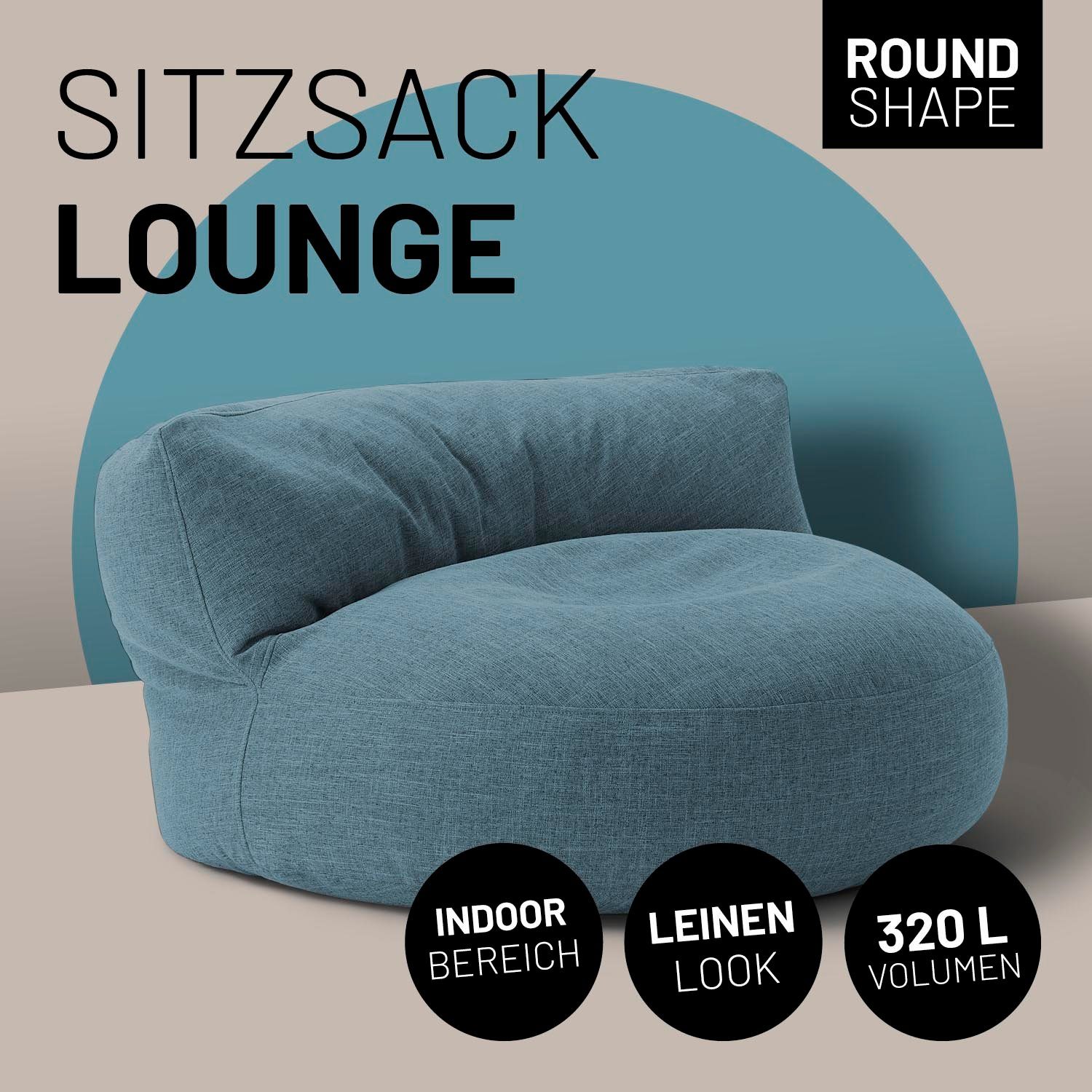 Lumaland Sitzsack Round Sofa Sitzkissen 90x90x50cm Lounge, Couch Bean Bag inkl. aqua In-& Rückenlehne Outdoor