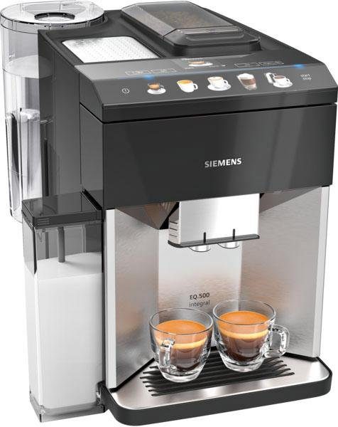 SIEMENS Kaffeevollautomat Milchbehälter, EQ.5 integrierter integral 500 TQ507D03, gleichzeitig Bedienung, einfache 2 Tassen