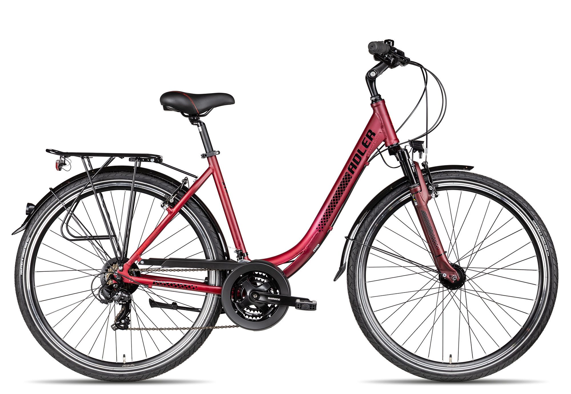 Adler Trekkingrad Verona Wave, 21 Gang Shimano Tourney 21 Schaltwerk, Kettenschaltung, 21-Gang Shimano Tourney Kettenschaltung rot/orange