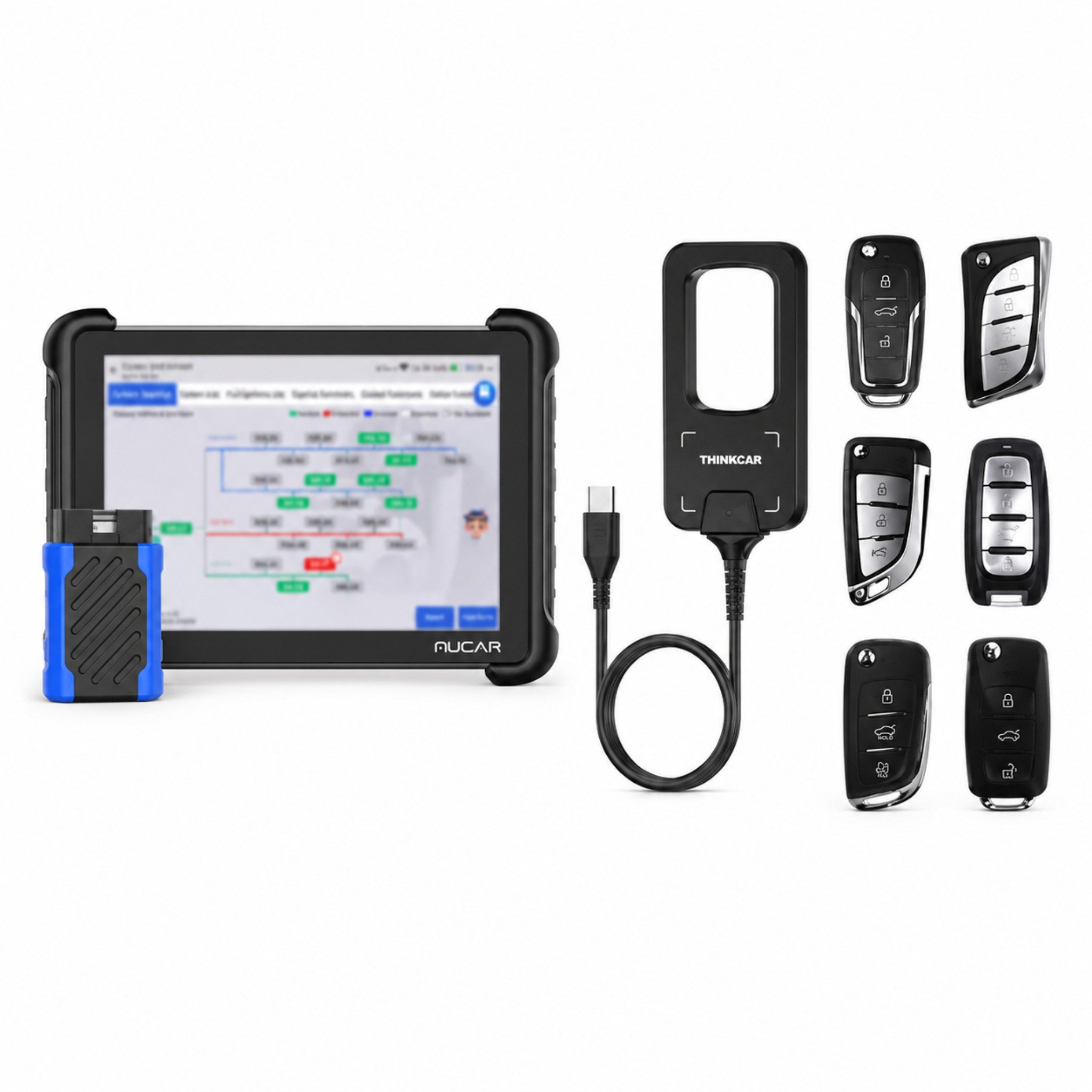 MUCAR Kfz-Diagnosegerät Profi OBD2 Diagnosegerät J2534 ECU-Codierung 35+ Servicefunktionen, Komplett-Set, Profi-Set, Vollsystemdiagnose, J2534 Pass-Thru, ECU-Codierung