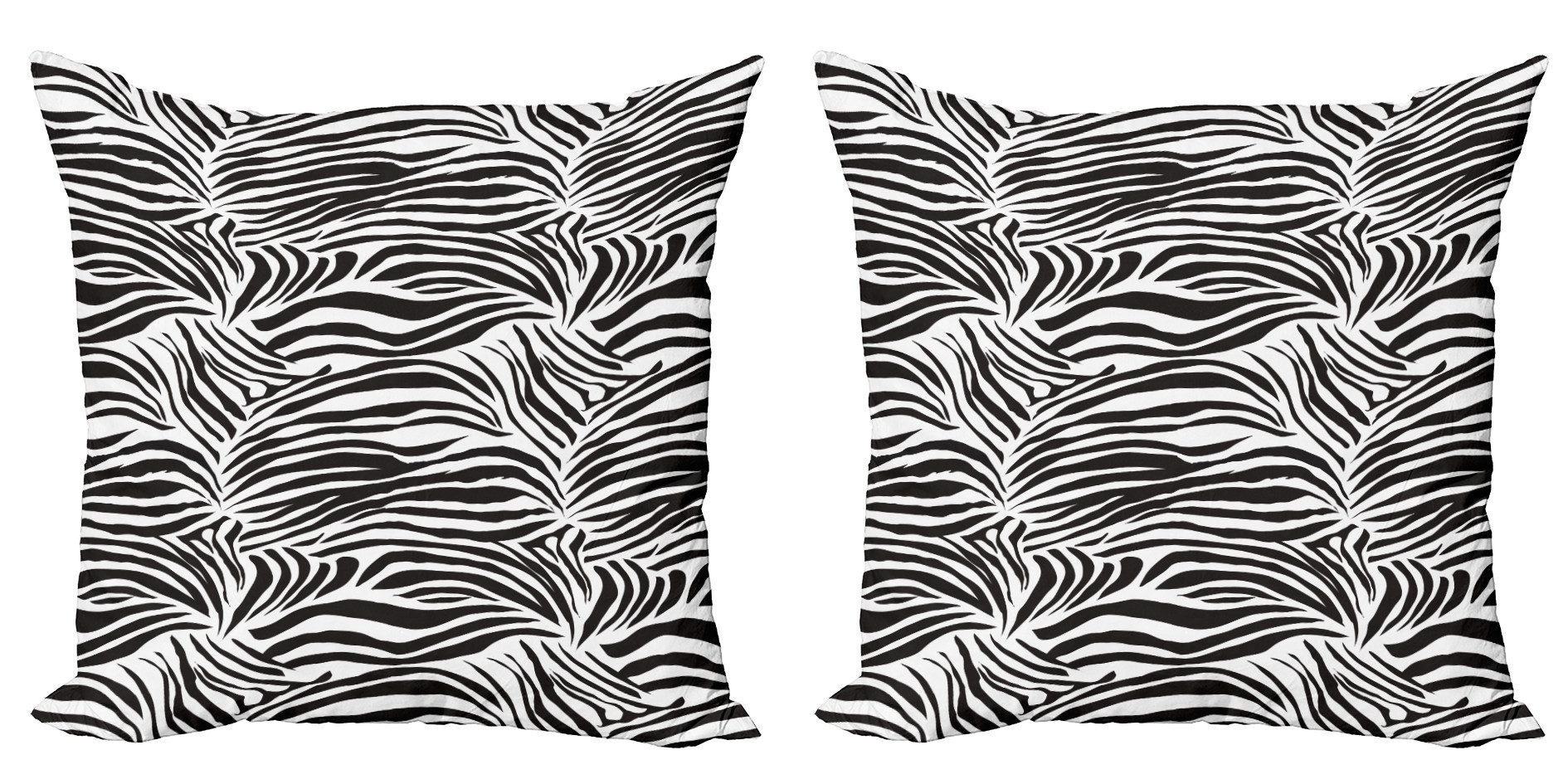 Kissenbezüge Modern Accent Doppelseitiger Digitaldruck, Abakuhaus (2 Stück), Schwarz-Weiss Wilde Zebra-Linien