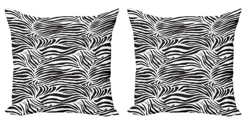 Kissenbezüge Modern Accent Doppelseitiger Digitaldruck, Abakuhaus (2 Stück), Schwarz-Weiss Wilde Zebra-Linien