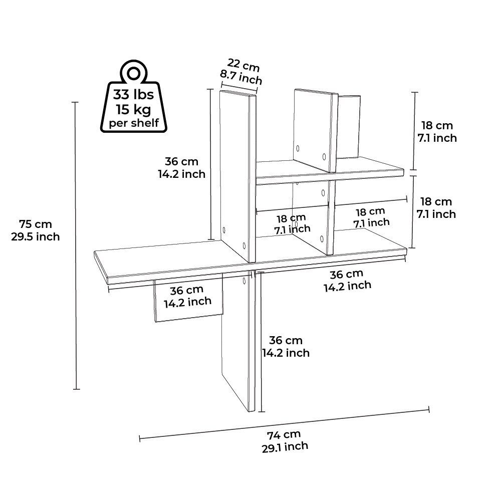 Wandregale, 75x74x22 BalanceMNM, Skye cm Decor Wandregal