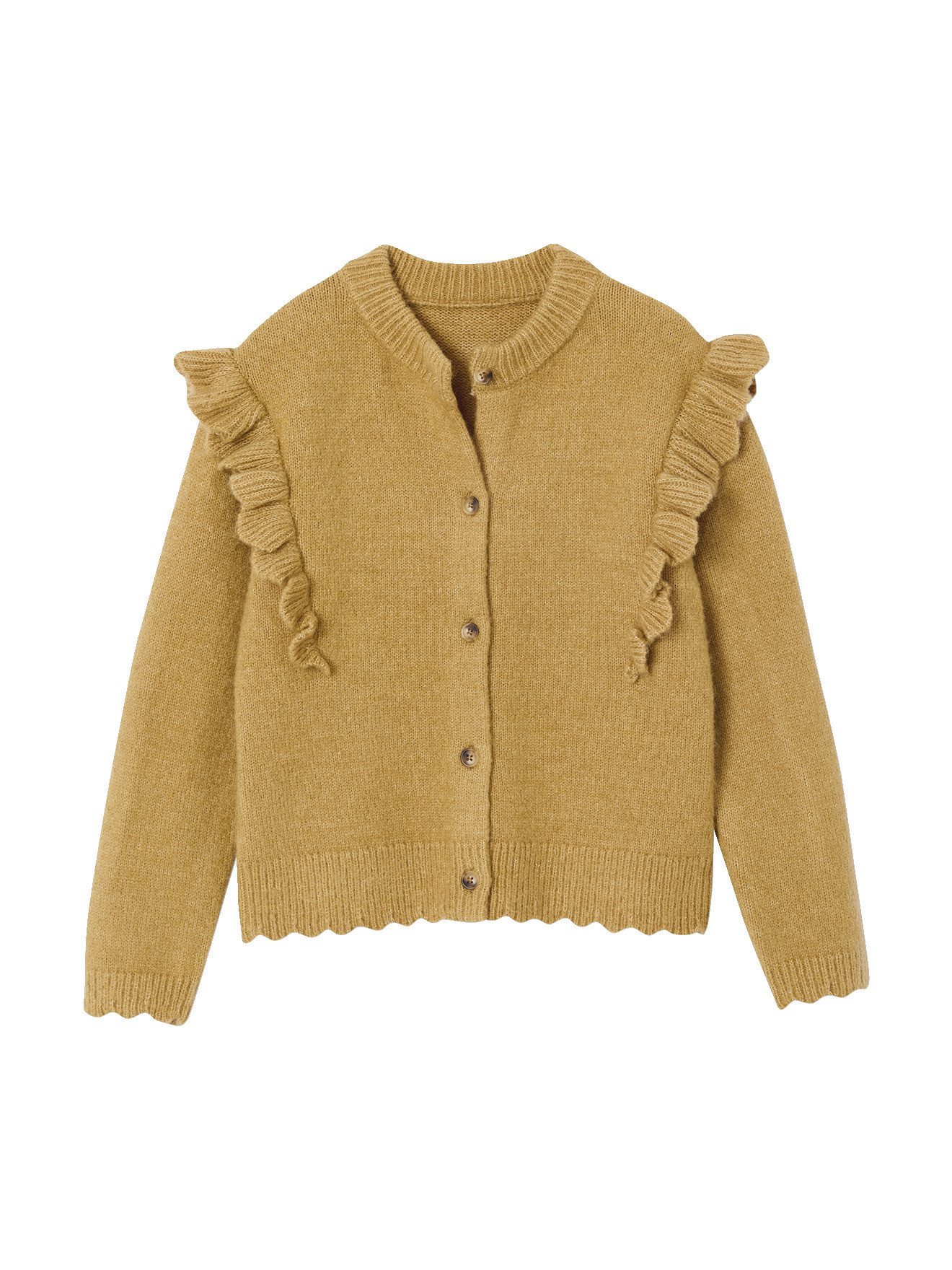vertbaudet Strickjacke Strickjacke Mädchen mit Rüschen und Wellensaum