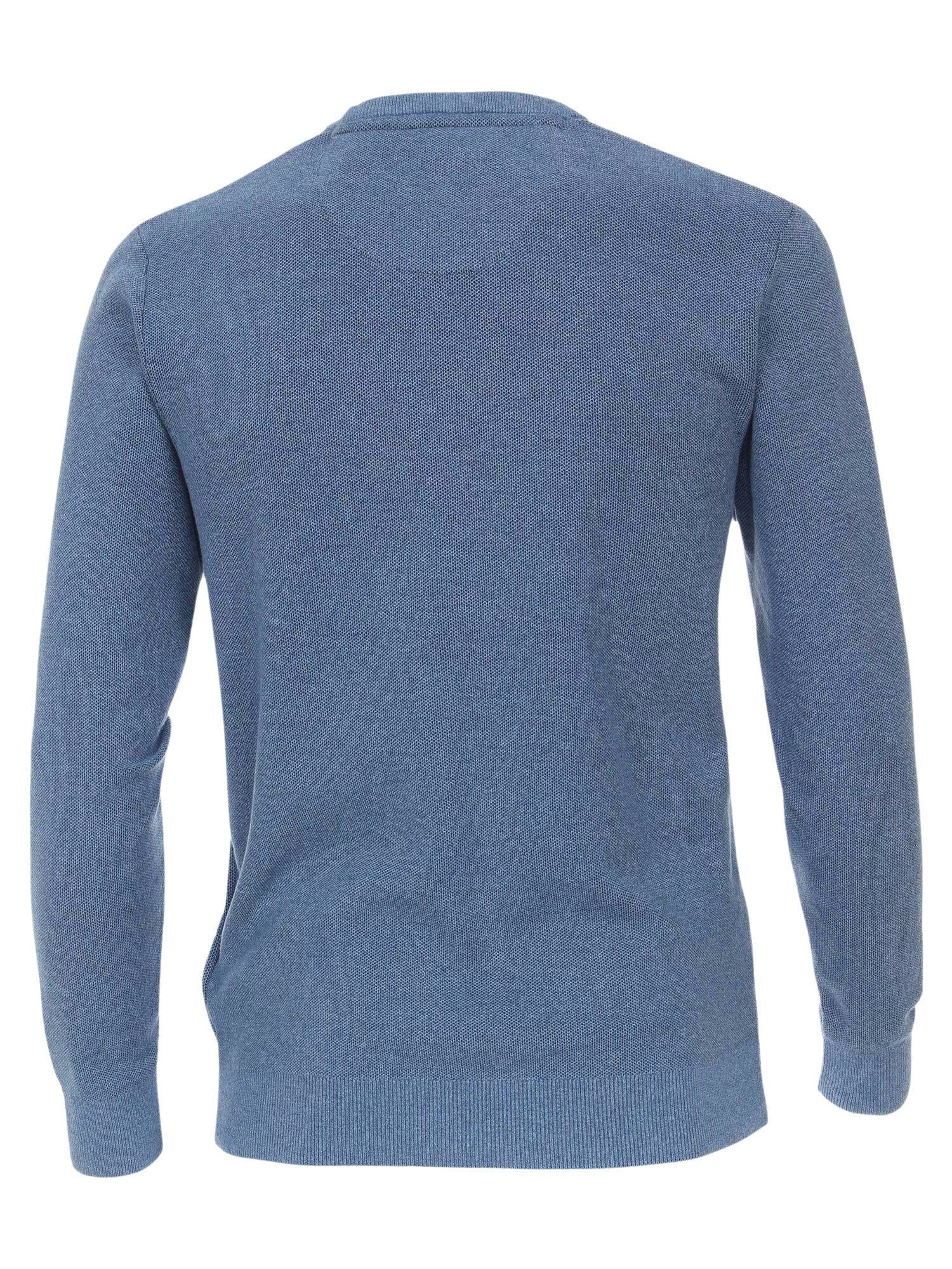 Pullover mit Mittelblau127 (1-tlg) Feinstrickpullover Rundhalsausschnitt Strickpullover CASAMODA