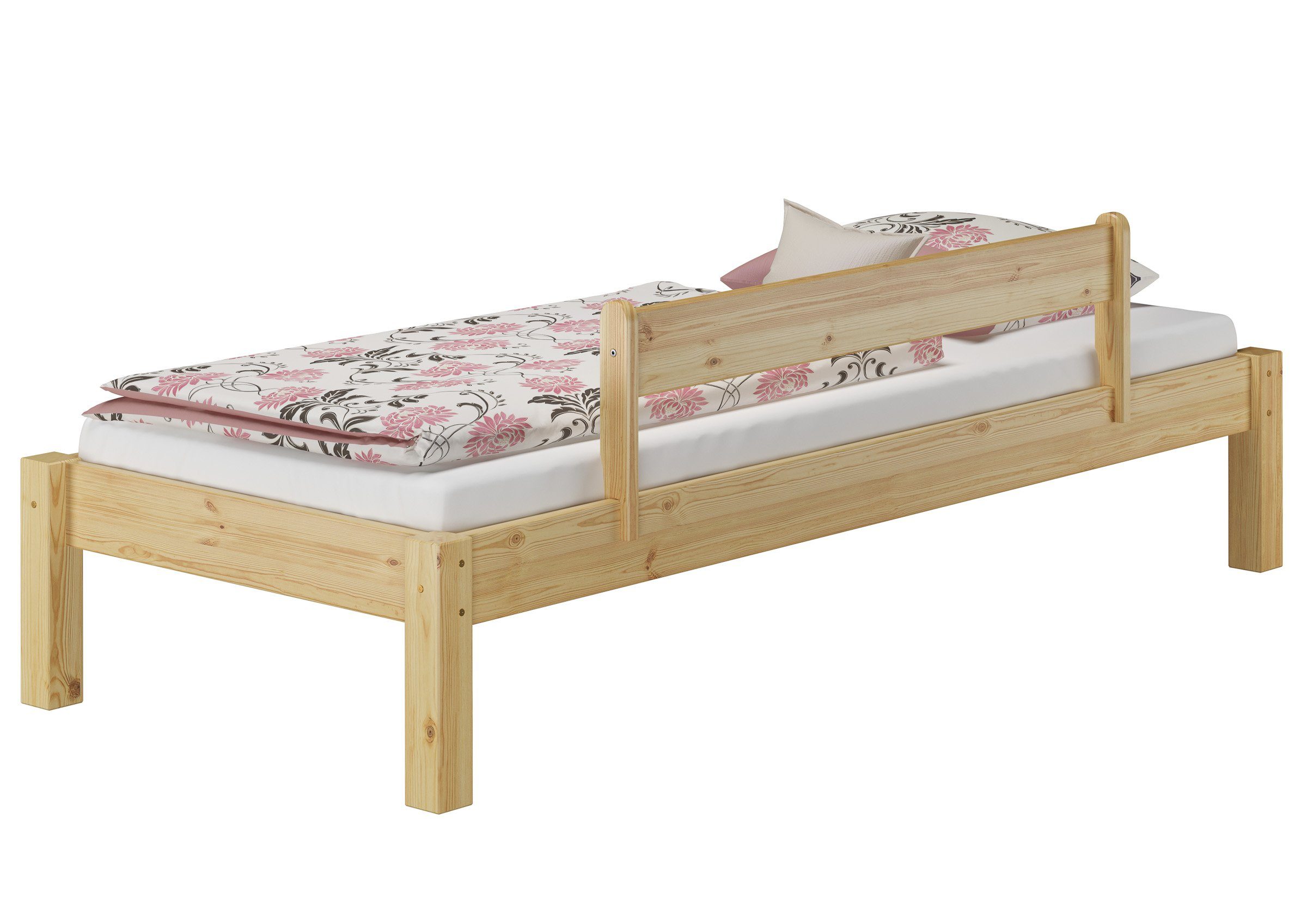 80x200 Kiefer Holzbett mit ERST-HOLZ Rost Kieferfarblos ohne und Bett lackiert Kopfteil Matratze,