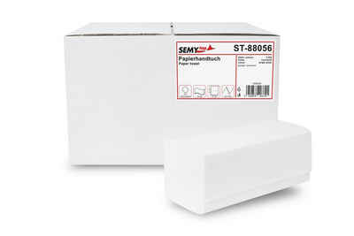 SemyTop Papierhandtuch Zellstoff hochweiß 2-lagig 24 x 21 cm, 3.200 Blatt (9600-St), ZZ/V-Falz