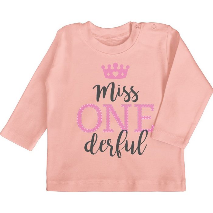 Shirtracer T-Shirt Miss One Derful - 1. Geburtstag - Baby T-Shirt langarm mädchen 1 geburtstag - one derful baby - tshirt miss onederful