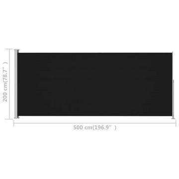 vidaXL Seitenmarkise Seitenmarkise Ausziehbar 200x500 cm Schwarz