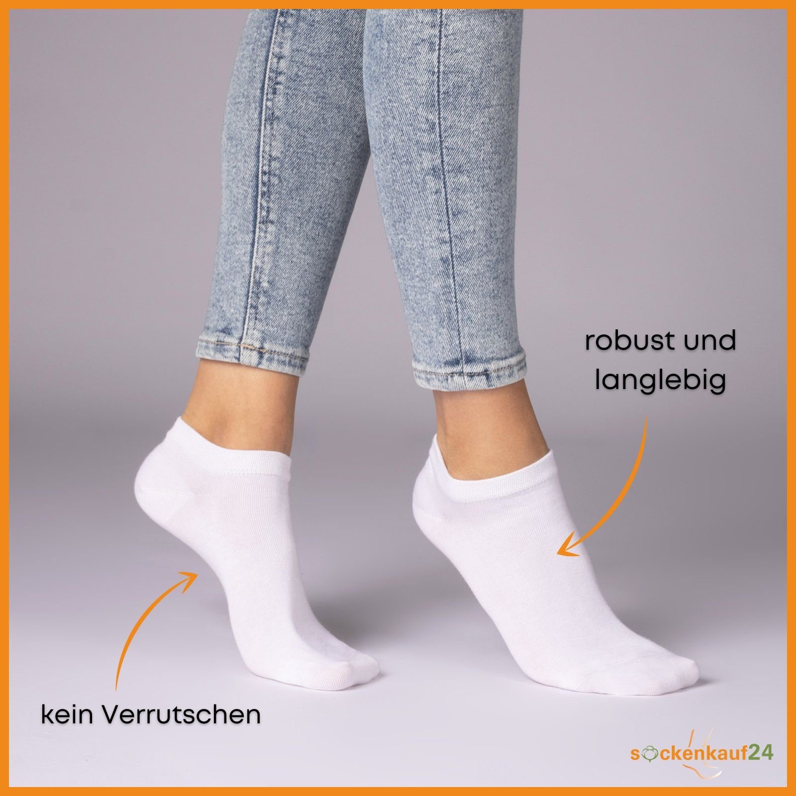 sockenkauf24 Sneakersocken 6 Paar Sneaker Socken Bio Baumwolle Herren & Damen (Beige, 43-46) ohne Naht mit Komfortbund - 16399 WP