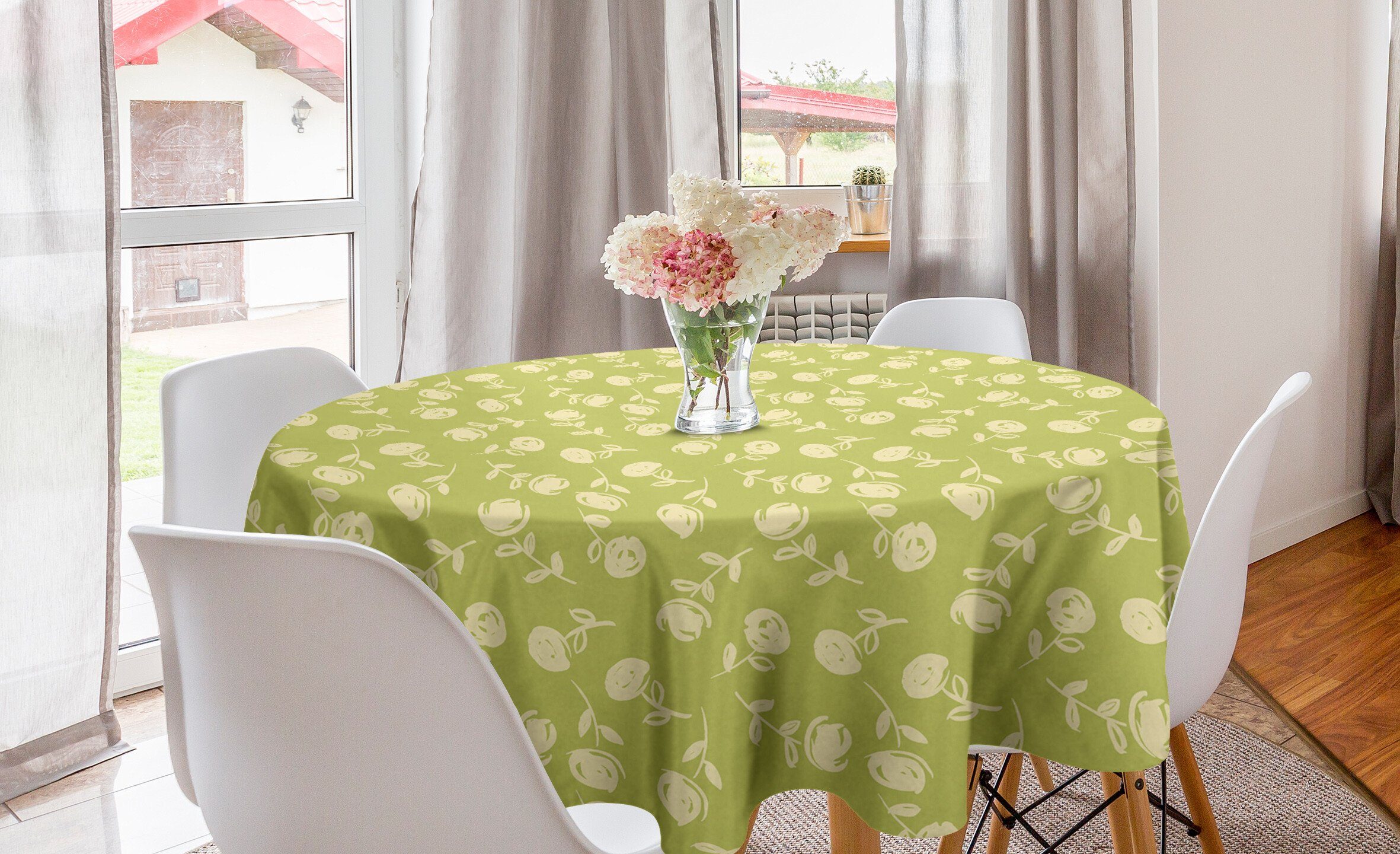 Abakuhaus Tischdecke Kreis Tischdecke Abdeckung für Esszimmer Küche Dekoration, Blumen Handgemalte romantische Rosen