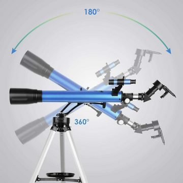 TELMU Teleskop G570060 Refraktor Astronomisches Teleskop 60/700, mit Stativ, Smartphone Halterung, für Einsteiger