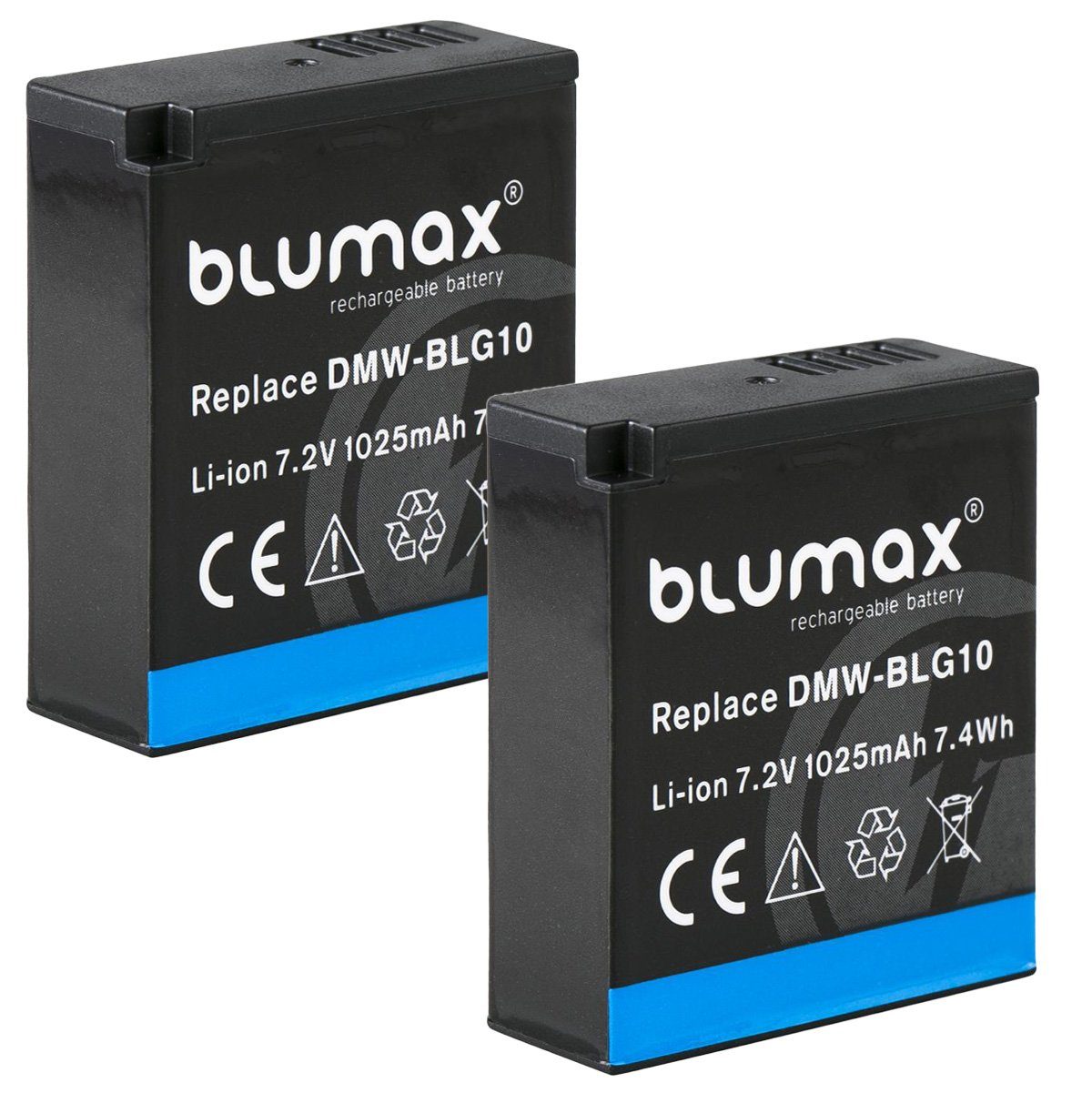 Blumax mAh mit Lader für DMW-BLG10 Panasonic Kamera-Akku 1025 Set