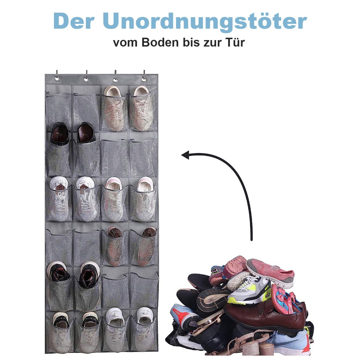 Schuhe Gadget für Schuhregal über der 1-tlg. Organizer Tür Schwarz mit Haken, 4 Daisred