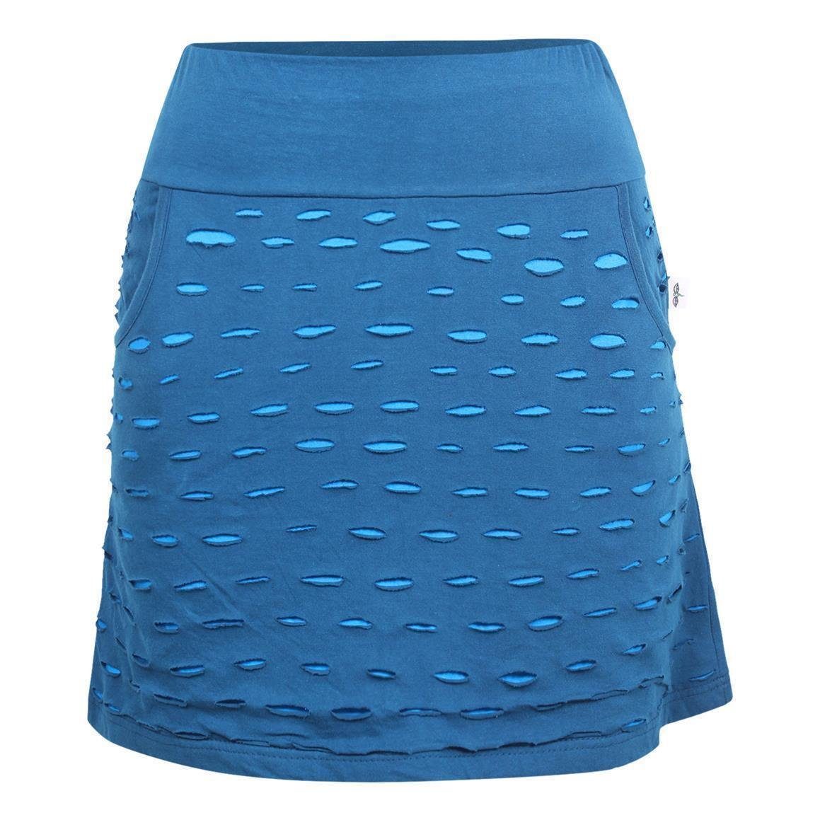 Minirock Baumwollrock Kurz Cutwork Streifen Taschen