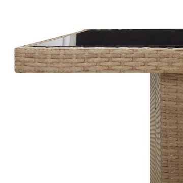 vidaXL Garten-Essgruppe 9-tlg. Garten-Essgruppe mit Kissen Beige Poly Rattan, (9-tlg)